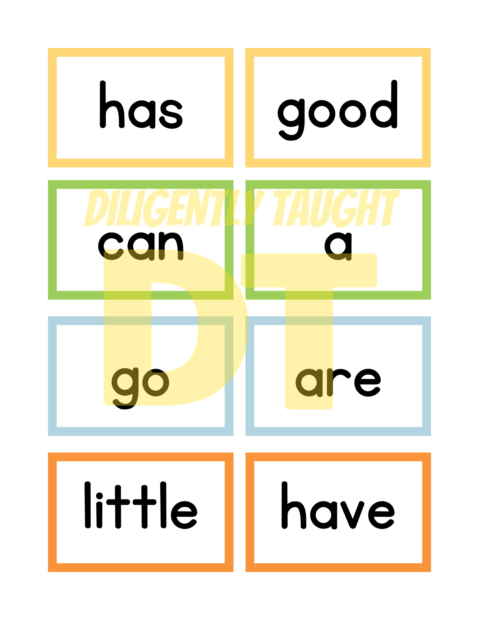 Kindergarten Sight Word Flashcards