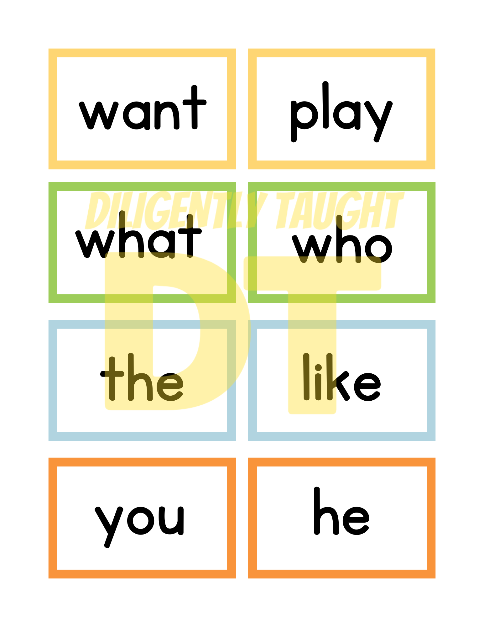 Kindergarten Sight Word Flashcards