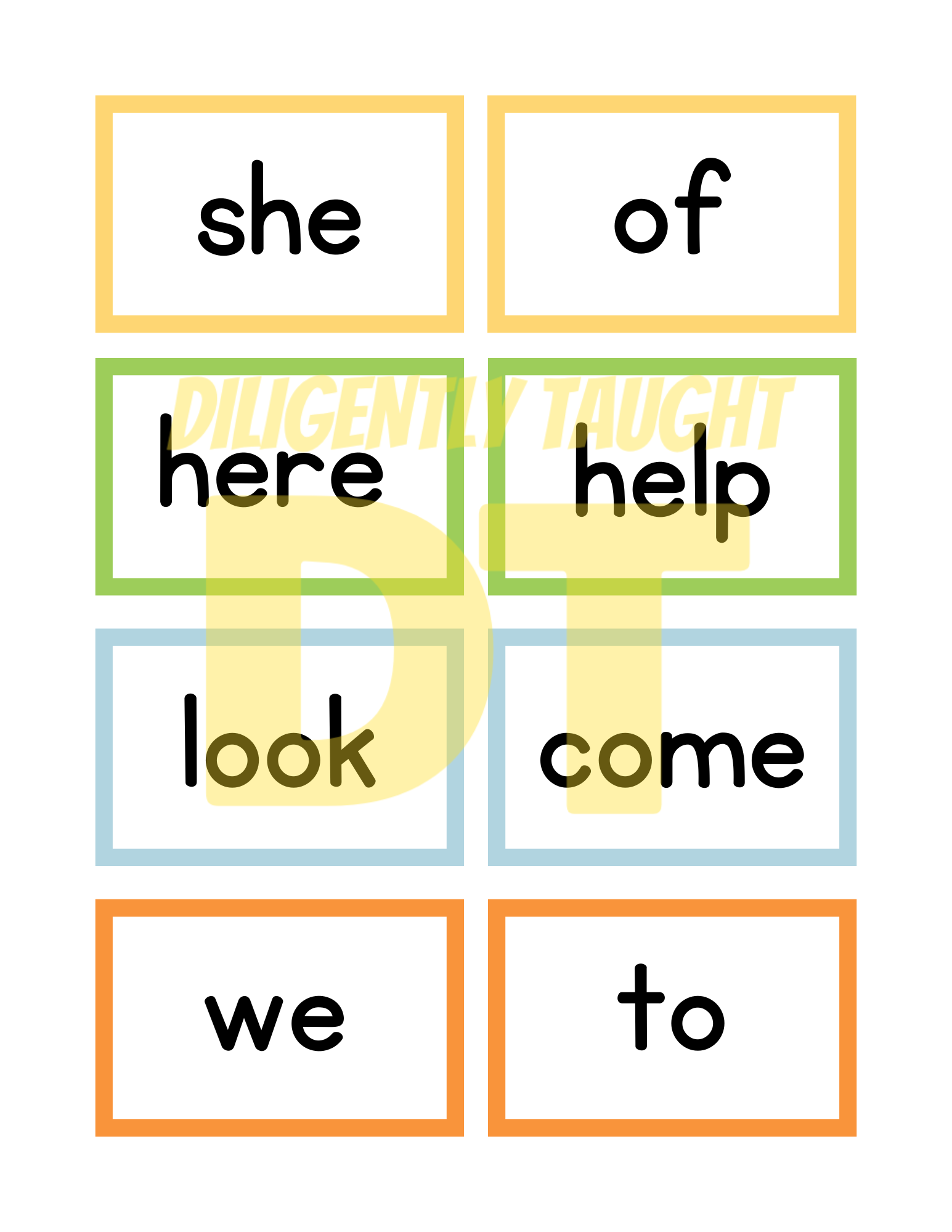 Kindergarten Sight Word Flashcards