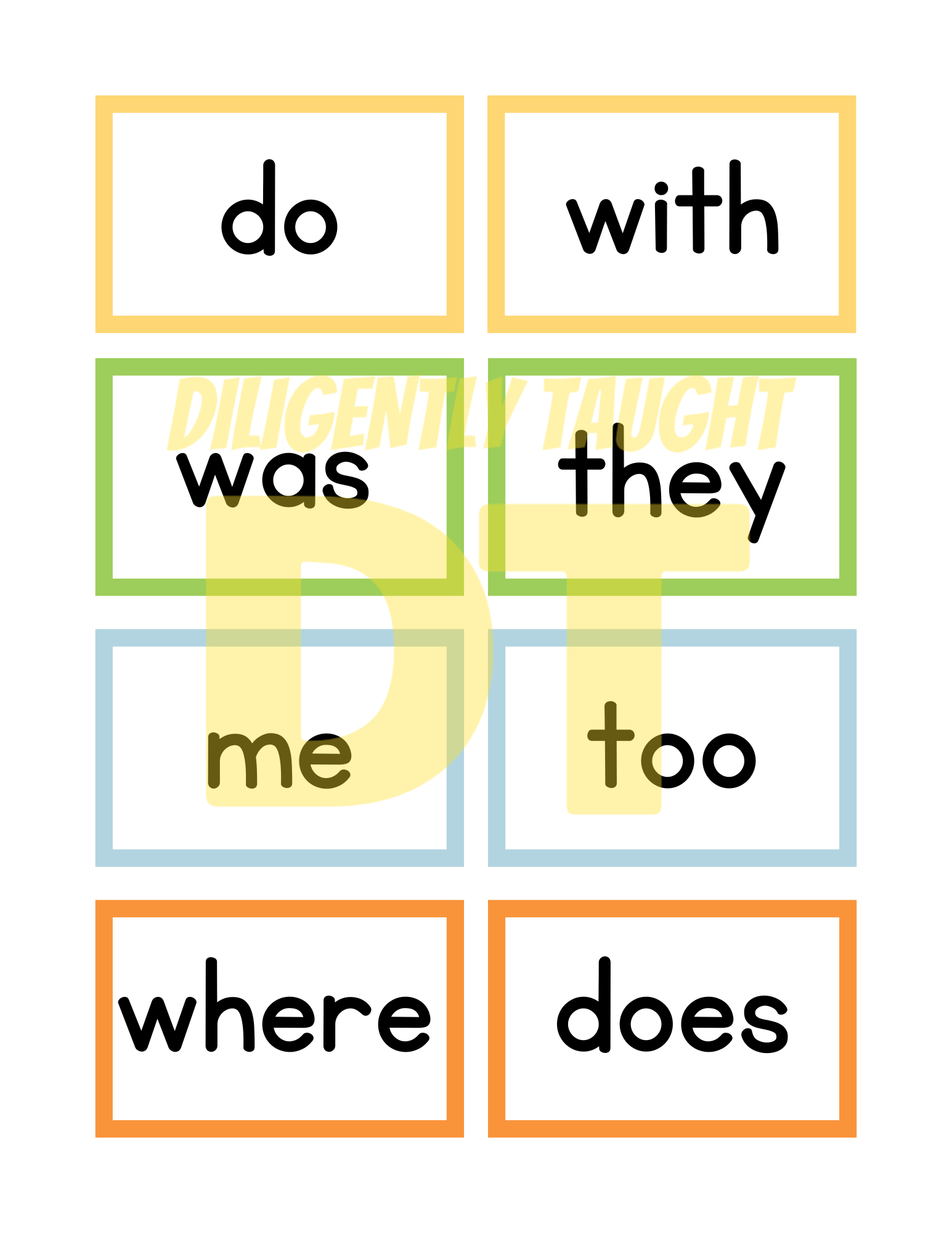Kindergarten Sight Word Flashcards