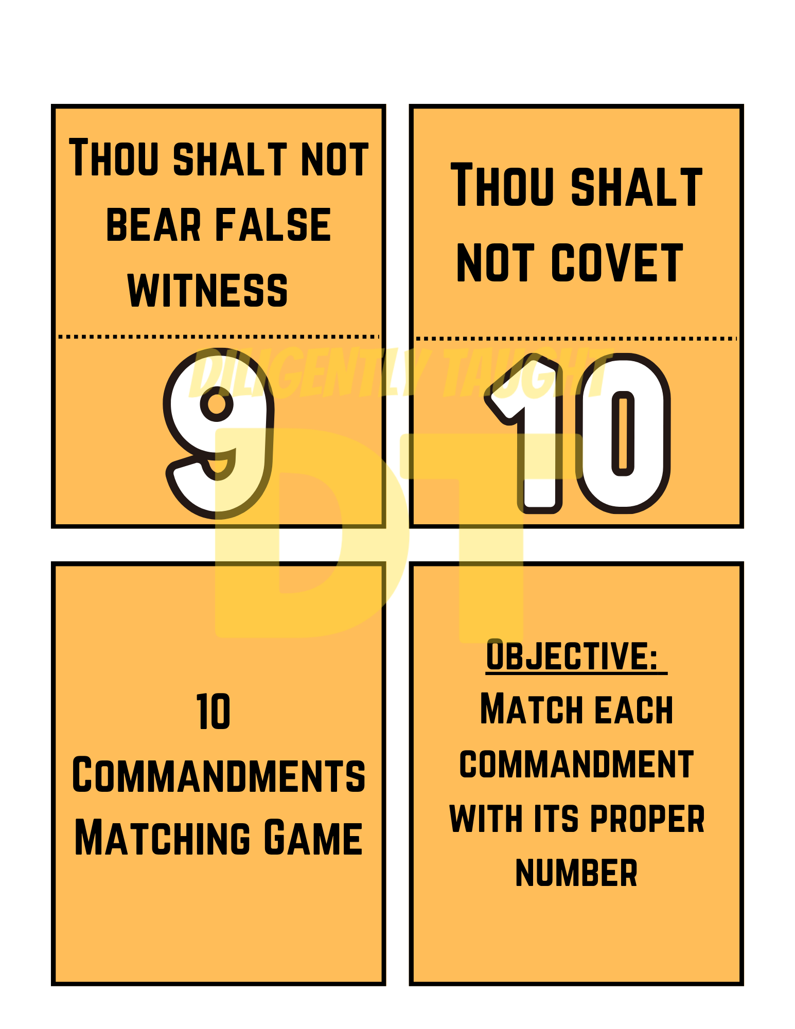 10 Commandments Matching Game