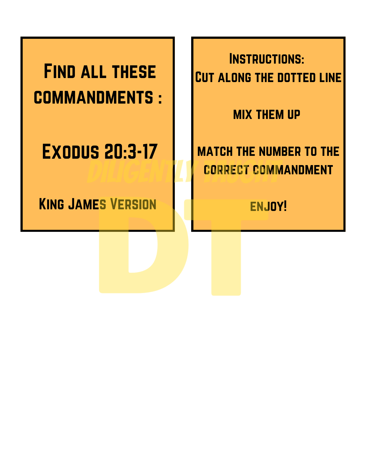 10 Commandments Matching Game