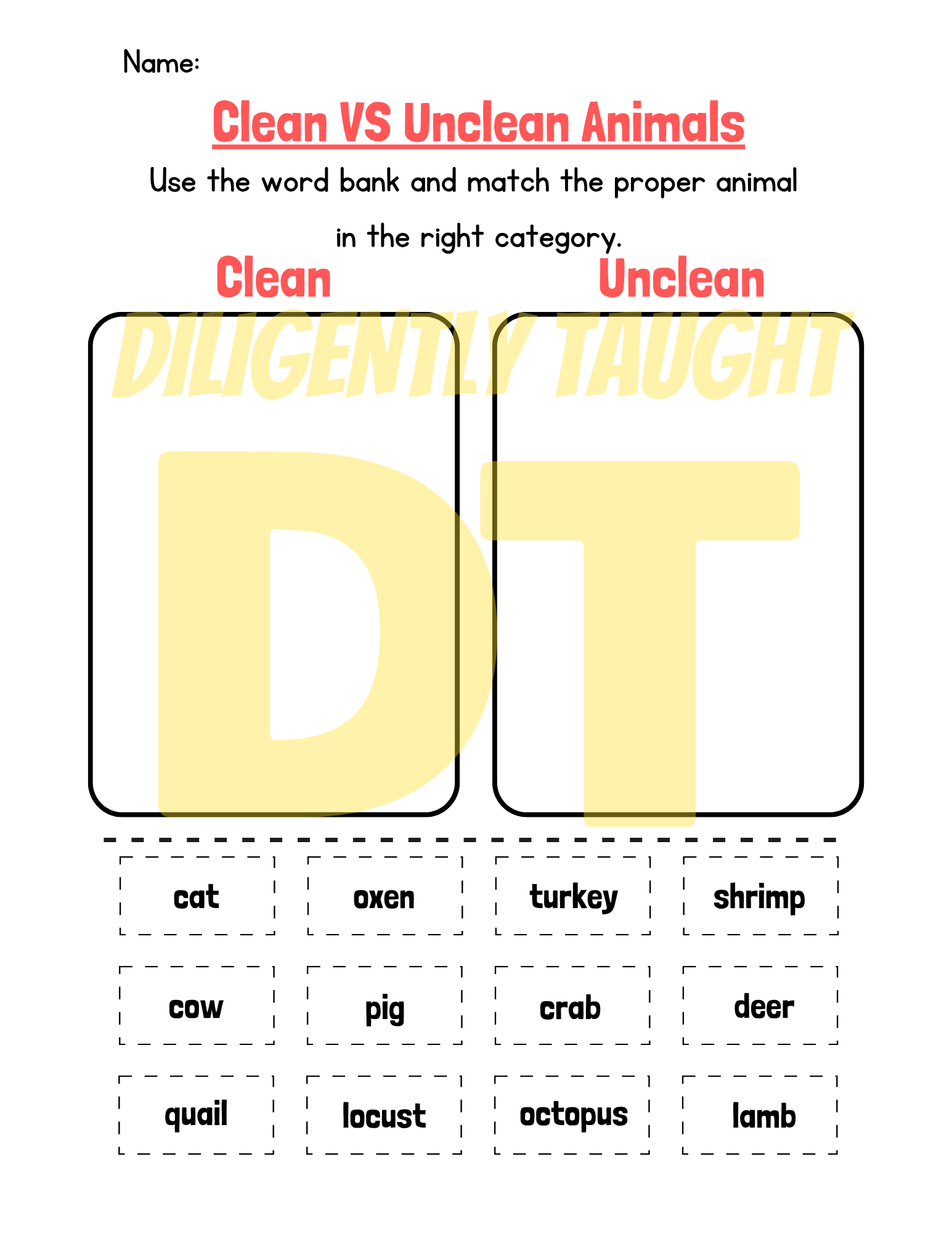 Clean VS Unclean Matching Worksheet - DIGITAL ONLY
