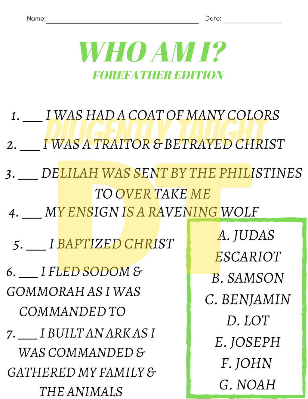 WHO AM I? Foremother and Forefather worksheets - DIGITAL ONLY