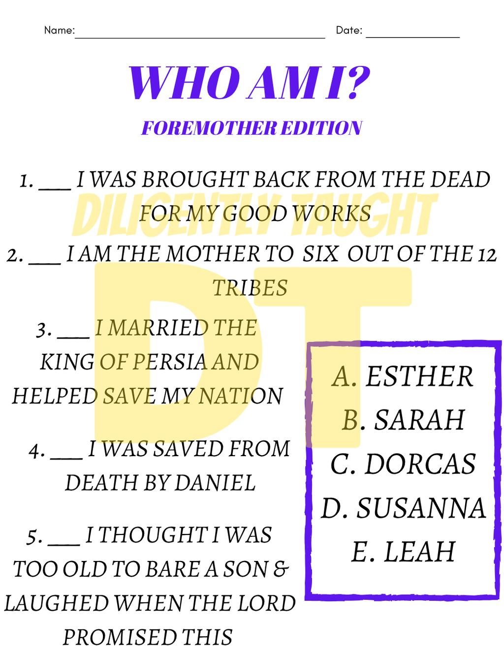 WHO AM I? Foremother and Forefather worksheets - DIGITAL ONLY