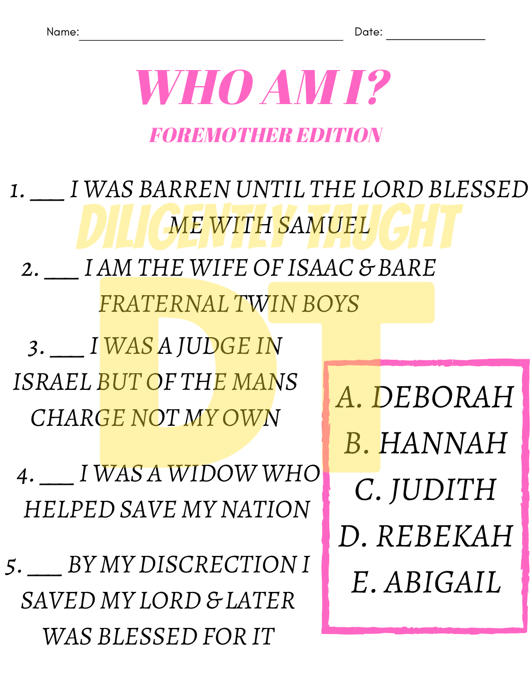 WHO AM I? Foremother and Forefather worksheets - DIGITAL ONLY
