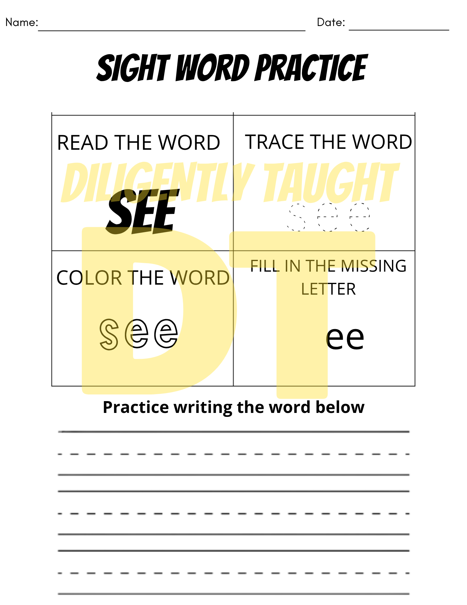 24 Pack Sight Word Worksheet Practice - DIGITAL ONLY