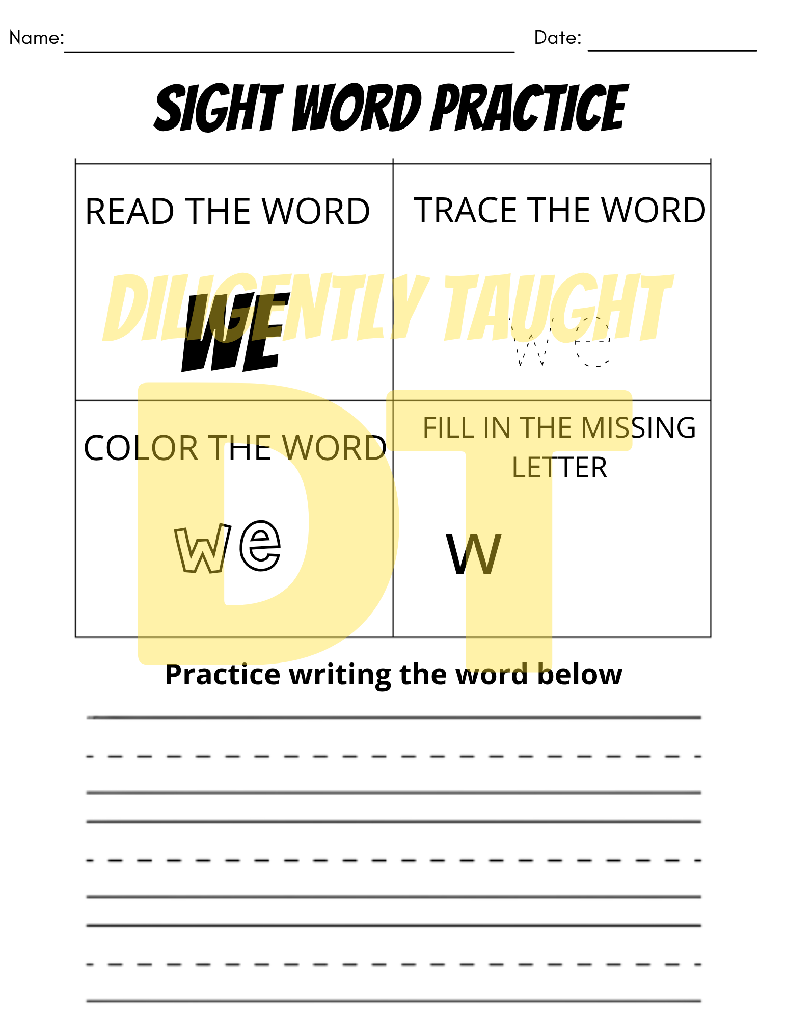 24 Pack Sight Word Worksheet Practice - DIGITAL ONLY