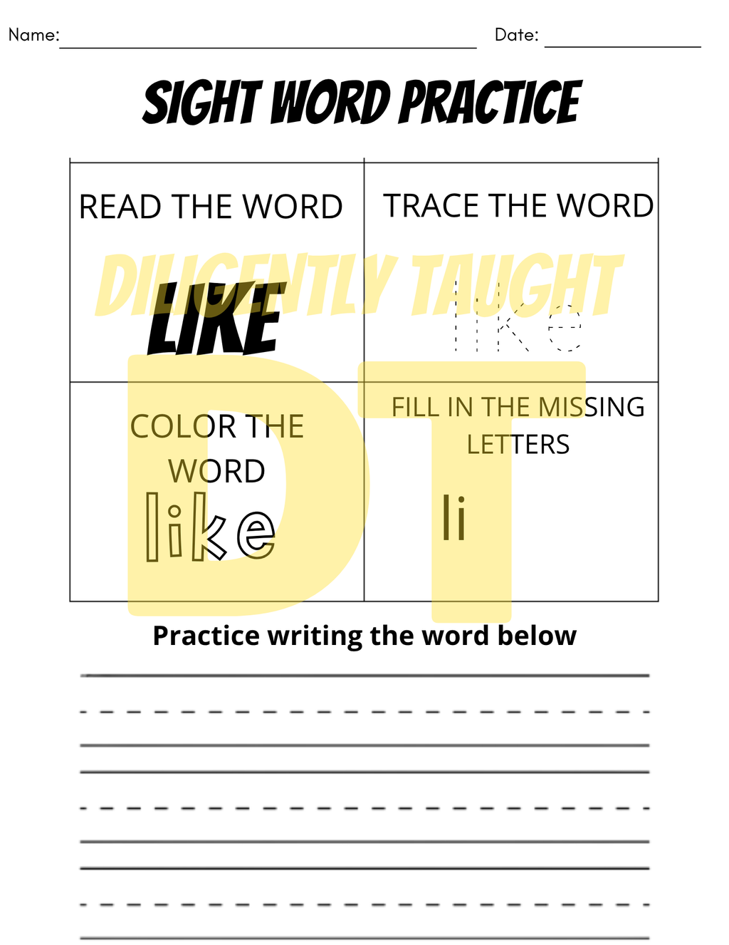 24 Pack Sight Word Worksheet Practice - DIGITAL ONLY