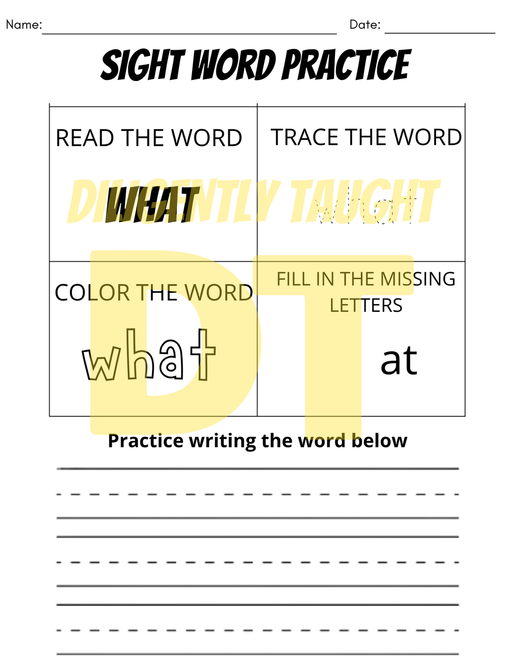 24 Pack Sight Word Worksheet Practice - DIGITAL ONLY